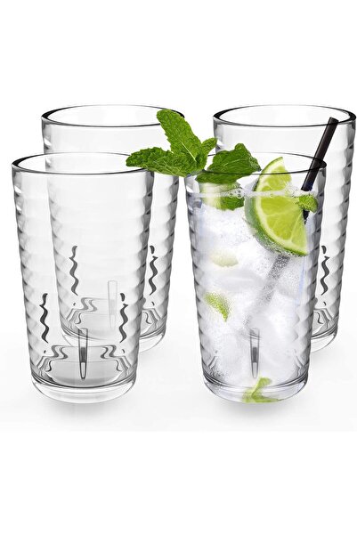 TERRIFI 13 oz Unbreakable Drinking Glasses - Set of 4 Acrylic Plastic Tumbler...