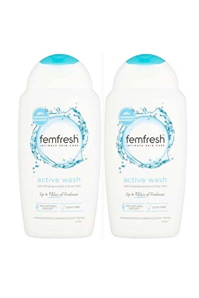 Femfresh Active Intimate Wash with Silver Ions and Ginseng - 250ml - 2 Pieces