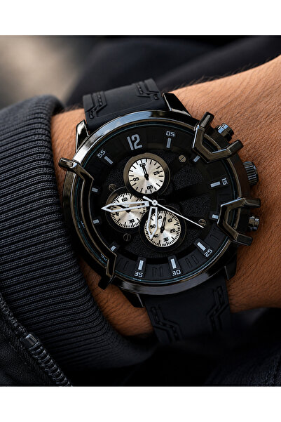 Weluxa Men's Wristwatch Black Color Silicone Band Black Color Premium Design ...