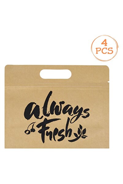 Z Store Pungi de gustări din hârtie kraft cu clemă 'Always Fresh' 21x6cm - 4 ...