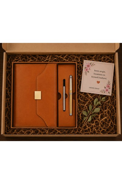 Minik Esnaf Premium Deri Defter ve Metal Kalem Hediye Seti | Özel Tasarım Not...