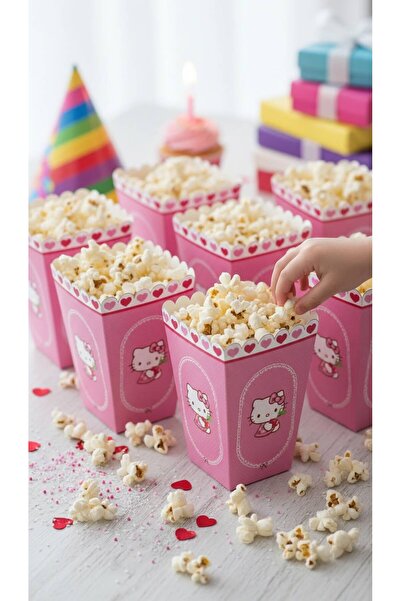 Cadde Süs Hello Kitty Temalı Popcorn 8 Adet Mısır Kutusu