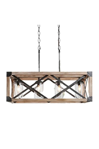 Cojom Candelabru Grace cu 4 lumini, rustic-vintage, 4xE27, lemn maro cu metal...