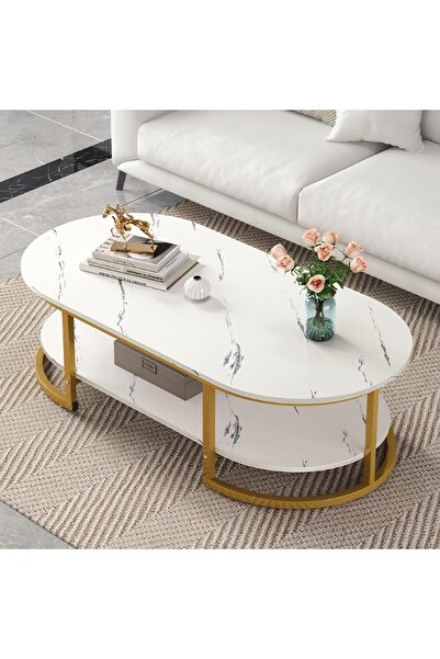 Vivendo Masuta Ovala Dining Lemn Masiv Design Modern Eleganta 120 * 60 * 45cm