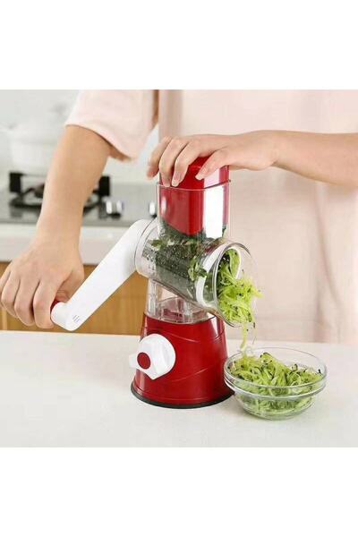 Vivendo Razatoare manuala pentru legume Tabletop Drum Grater, 3 lame intersch...