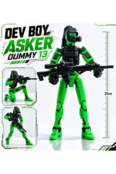 MD Design Dummy 13 Büyük Boy Asker Figür 20 cm - Hareketli Eklemli 3D Figür O...