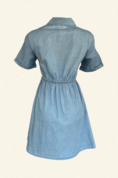 GZ Design Colorful Triangle Embroidered Light Color Mini Jean Dress