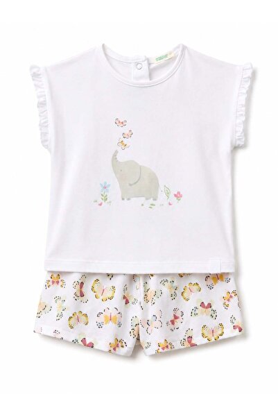 United Colors of Benetton Benetton Baby Girl Patterned Shorts Set 3-18 Months...