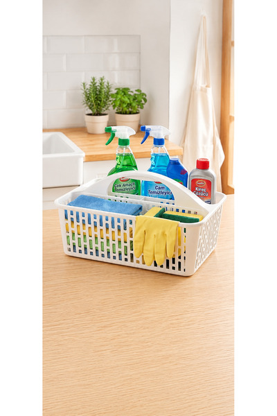MultiStore Organizer with Handle, 3-Compartment Multi-Purpose Basket, Practic...