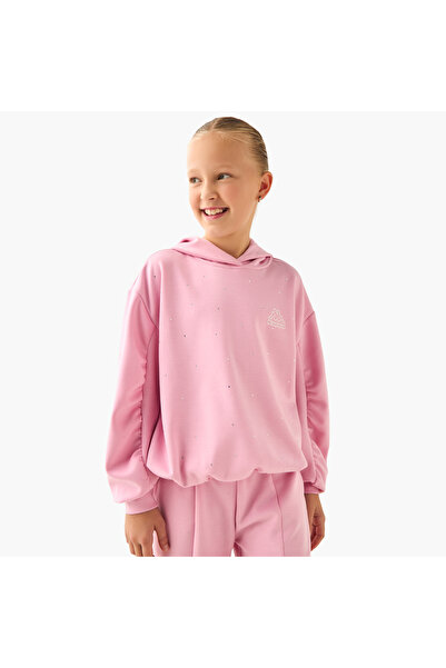 Kappa Girls Hooded Neck Sweatshirt with Embellishment - Long Sleeves