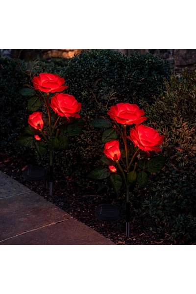 CumparaMisim Set 2 Lămpi Solare Decorative Tip Trandafiri Rosii – Iluminare L...