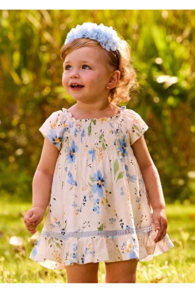 MAYORAL Baby Girl Floral Patterned Dress Blue 1992