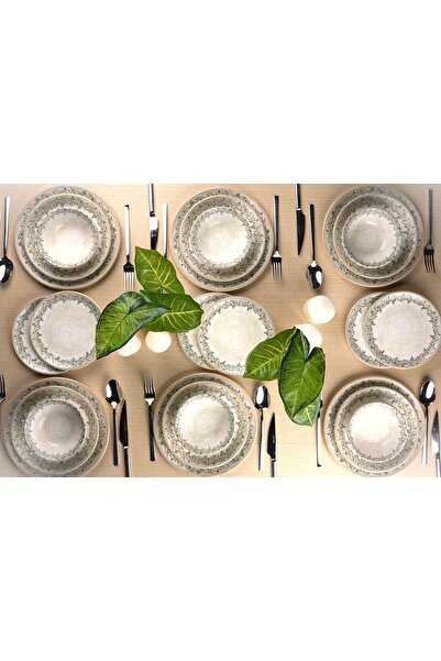 BY BONE Oliva 24 Parça 6 Kişilik Porselen Yemek Takımı