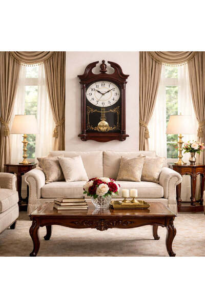 Vivendo Ceas de perete cu pendul 66x29 cm design clasic elegant cu accente au...