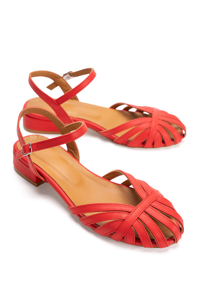 PASSAGE SHOES Women's Genuine Leather Low Heel Shoes 3110 Red