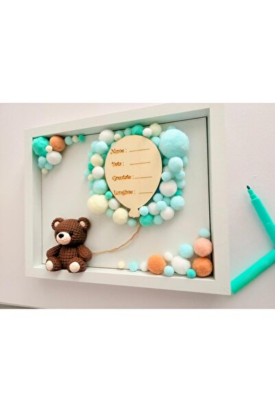 OEM Ramă personalizată pentru bebeluși cu ursuleț 3D și balon din lemn – pent...