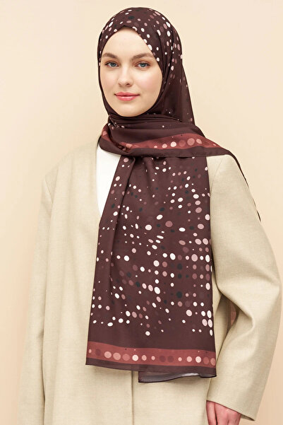 Madame Polo Polka Dots Pattern Italian Silk Shawl - Brown