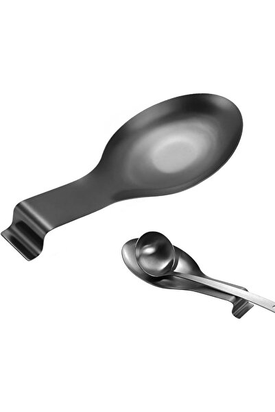 Generic Stainless Steel Spoon Rest, 25x9.5cm Matte Black, Kitchen Utensil Hol...