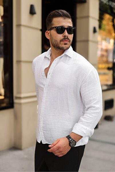 viyamen Men's Comfortable Fit Cotton Breathable Muslin Fabric Shirt - Prime C...