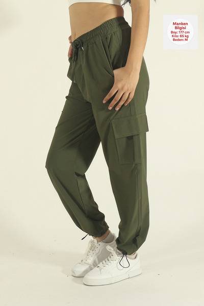 STRAVON Kadın Oversize Paraşüt Kumaş Kargo Cep, Paça Klipsli, Baggy Pantolon