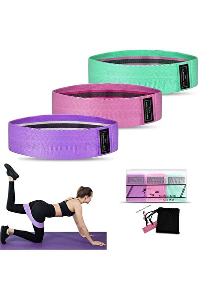 Vivendo Set 3 benzi elastice fitness, 3 niveluri de rezistenta, pentru coapse...