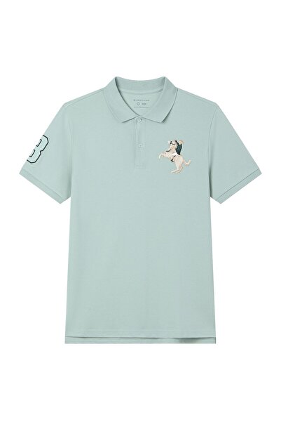 Giordano Men’s Slim Fit Napoleon Embroidery Lycra Pique Polo