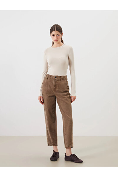 LC Waikiki Beige Baggy Fit Women's Jean Pants