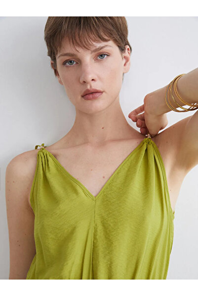 LC Waikiki Green V-Neck Waist Dress