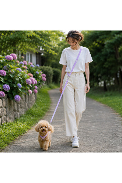 Olchi Lila Eller Serbest Köpek Gezdirme Kayışı Omuz ve Bel Aparatlı