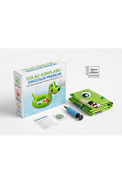 OEM Colac Gonflabil pentru Bebeluși, Dinozaur Verde, Simplu