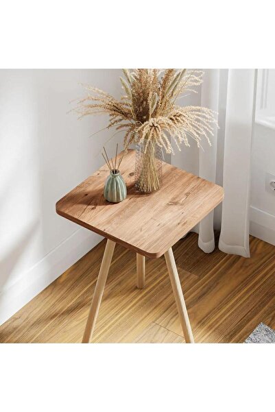 Vivendo Masuta decorativa cu picioare din lemn, 34 x 34 cm, stil nordic