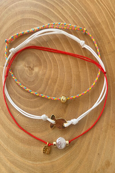 Shepidi 3-Piece Gold Fish Adjustable Rope Anklet