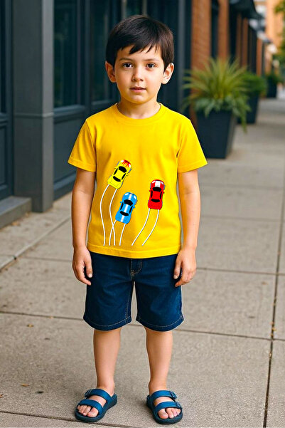 Windy Island Boy's "Cars" Printed 100% Cotton Crew Neck Short Sleeve T-Shirt