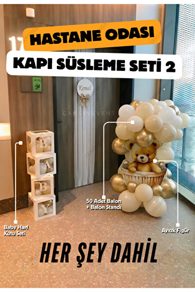 cansınevent Hastane Kapı Süsleme Seti / Ayıcık Figür - Balon Standı - BABY Ha...