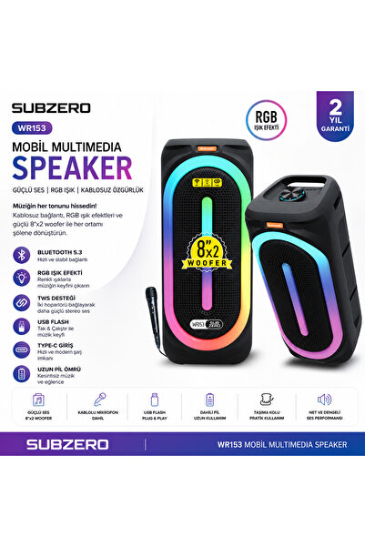 Subzero WR153 RGB Işıklı Taşınabilir Bluetooth Hoparlör