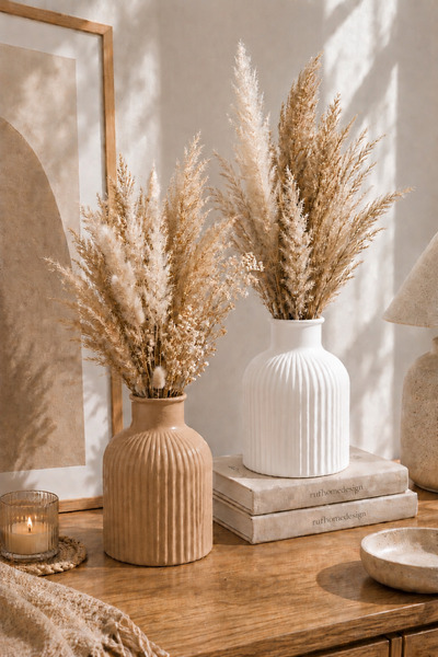 rufhomedesign مزهرية زخرفية على الطراز الاسكندنافي مكونة من قطعتين مقاس 11 سم...