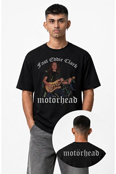 Fuddy Moda Unisex Motörhead Fast Eddie Clark Back Print T-Shirt, Oversize Roc...