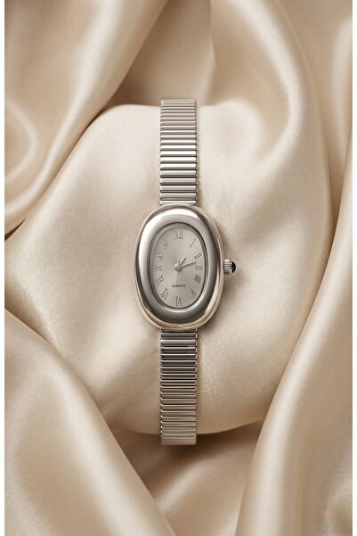 KLISHE Butik Classic Women's Steel Watch Silver Color Oval Case Vintage Old M...