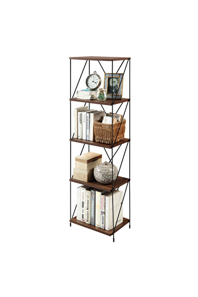 Enjoylifeme 5-Tier Freestanding Bookshelf with Metal Frame, Industrial Multip...