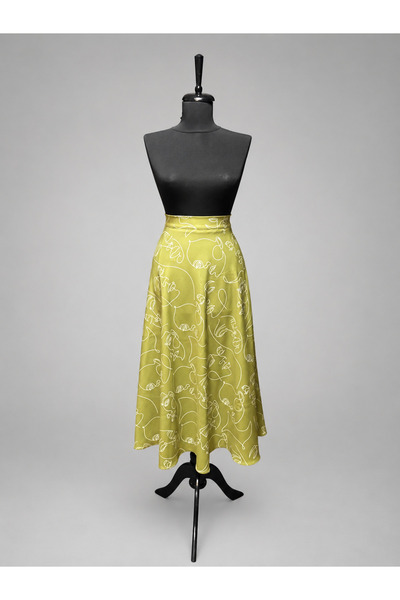 DANIELITE COUTURE Fustă Midi Lime Art