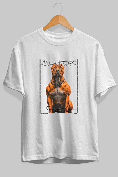 Ankhises Tricou supradimensionat alb cu imprimeu Dog For Dog Lovers, 100% bum...
