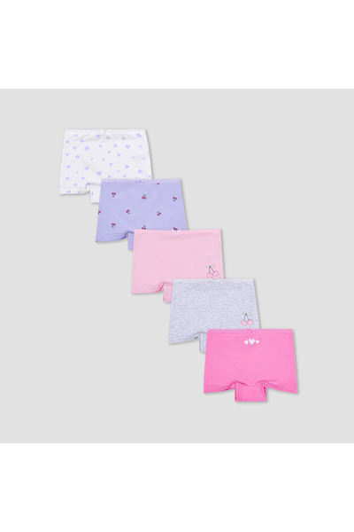Juniors Pack of 5 Cotton Boxer Briefs with Print