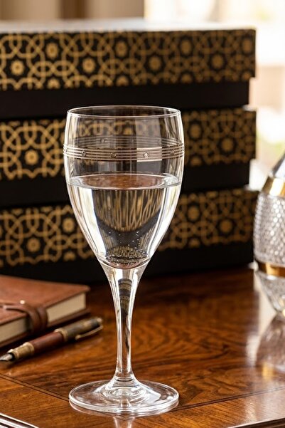 DECOSTYLE Handmade Silver-Decorated Goblet Water Glass Luxury Presentation Gl...