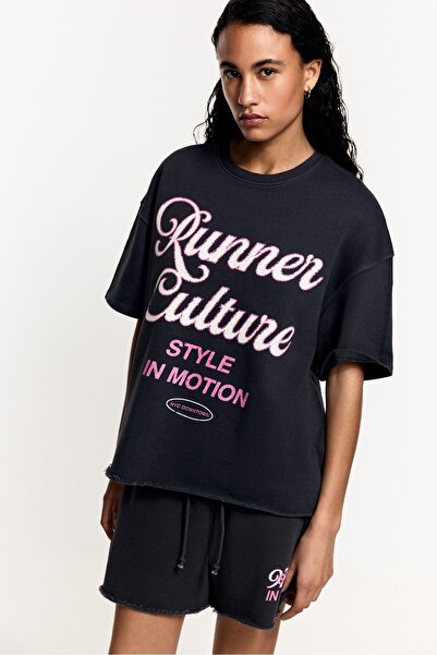 LEFTIES Baskılı kısa kollu sweatshirt