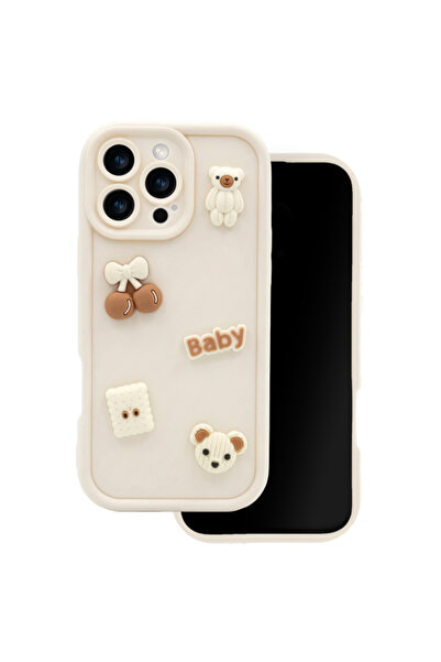 OEM Husa pentru Apple iPhone 17 Pro, Oem, Ultra Trendy 3d Bear, Bej