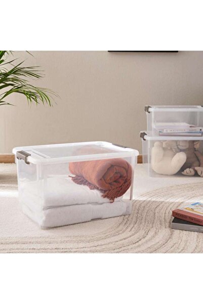 PAN HOME Egale Stackable Storage Box with Latching Lid 43L 50.5x37x29.3cm -Clear