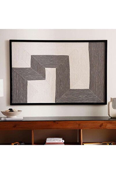 PAN HOME Alley Jute Cord Couching Embroidered Wall Art With Wood Frame 100x15...