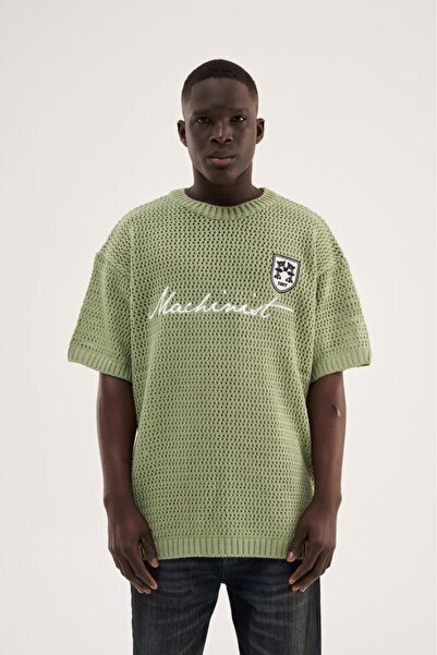 Machinist Tricou pentru bărbați MCHNST cu detalii insignă, verde apă