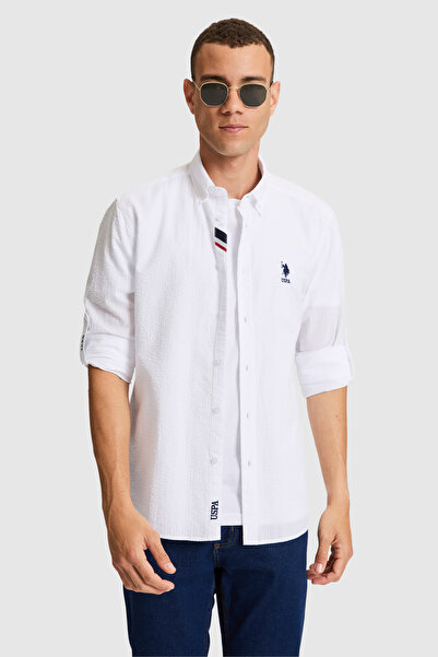 U.S. Polo Assn. Erkek Beyaz Uzun Kollu Basic Gömlek 50324638-VR013