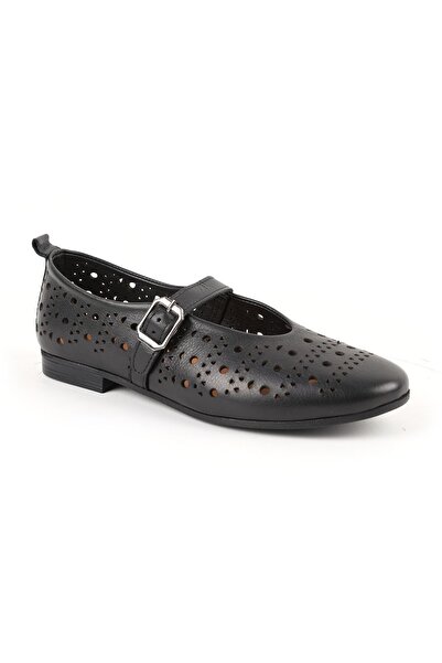 Libero Women's Ballet Flats Laser Cut Perforated Antique Look Single Strap Bu...
